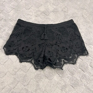 Express Bohemian Crochet Embroidered Tassel Tie Waistband Low Rise Microshorts S